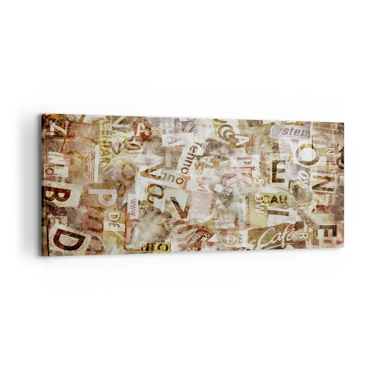 Impression sur toile - Image sur toile - Composition abstraite avec lettres et fragments de texte - 120x50cm - J'unifie le bavardage - Décoration murale moderne pour le salon et la chambre ARTTOR