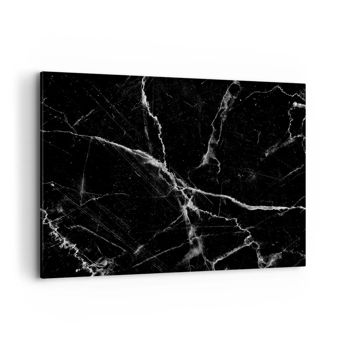 Impression sur toile - Image sur toile - Marbre noir avec des veines blanches dans les détails - 120x80cm - La vie secrète de la pierre - Décoration murale moderne pour le salon et la chambre ARTTOR