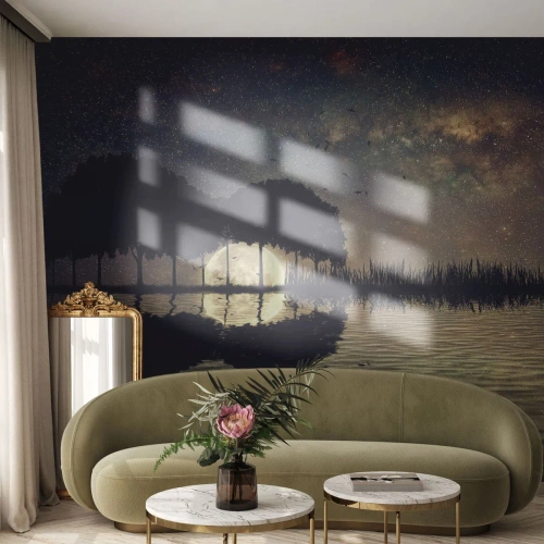 Papier Peint Autocollant Deluxe Sticker - Nuit au bout du monde - Paysage, Lac, Lune - 500x350 cm