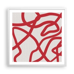 Affiche dans un cadre blanc - Poster - Rouge sur blanc - 60x60 cm