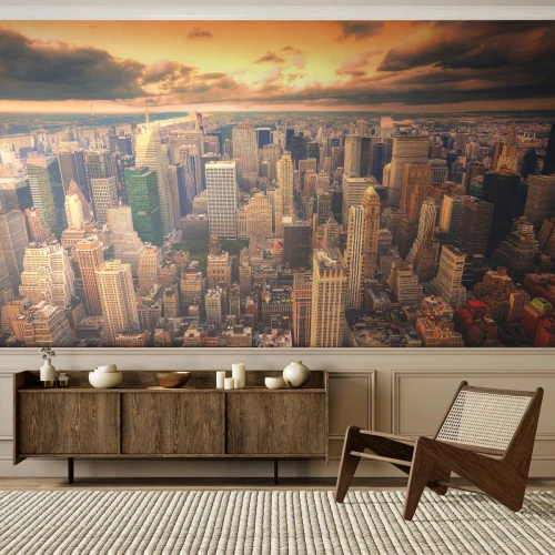 Papier Peint Photo Premium Sand - Métropole dorée - Ville, New York, Architecture - 400x280 cm