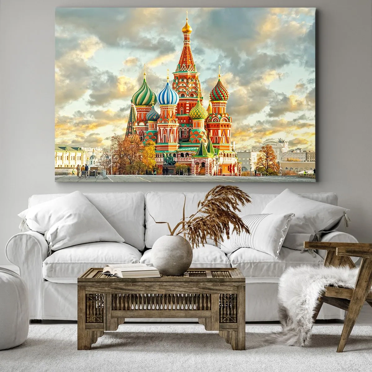 Impression sur toile - Image sur toile - Une cathédrale colorée avec des dômes caractéristiques - 100x70cm - Même Disney ne l'aurait pas proposé - Décoration murale moderne pour le salon et la chambre ARTTOR