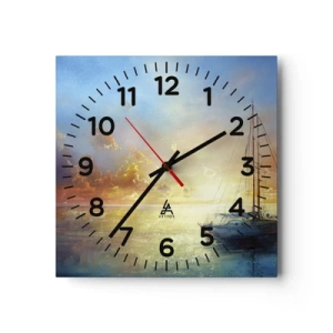 Horloge murale - Pendule murale - Dans une baie dorée - 30x30 cm