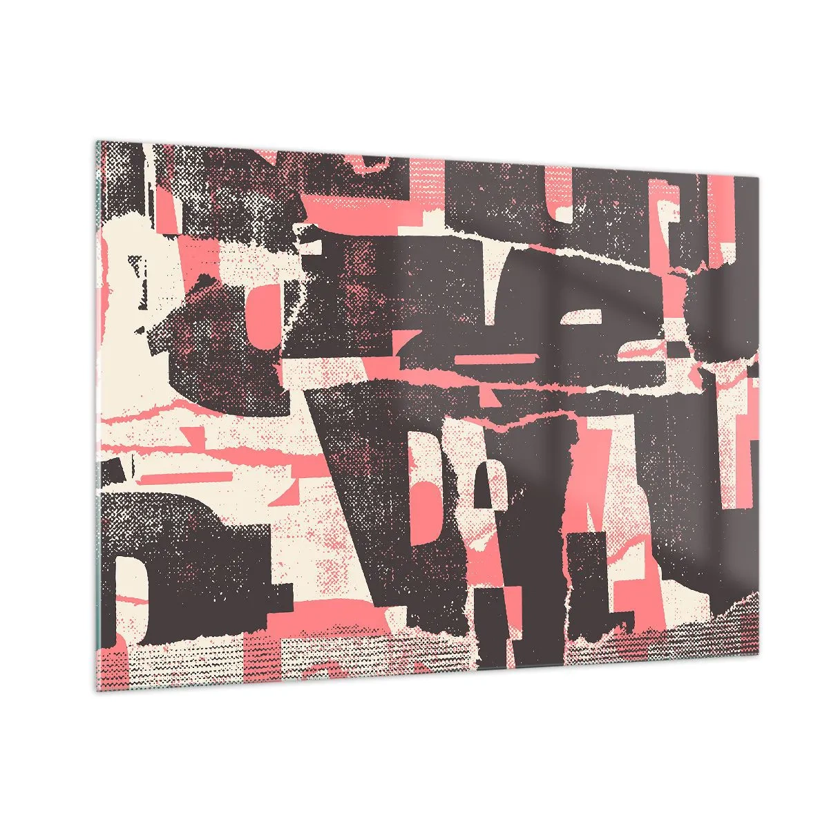 Impression sur verre - Image sur verre - Abstraction moderne en noir, rouge et beige - 100x70cm - Tout ce tapage - Décoration murale moderne pour le salon et la chambre ARTTOR