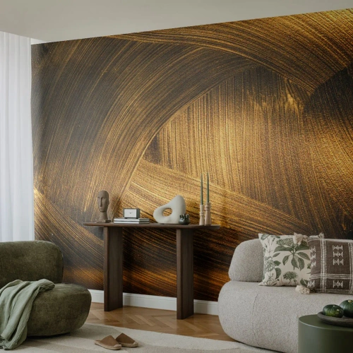 Papier peint sur mesure Autocollant Deluxe - Dans un labyrinthe en or - Abstraction, Morceau, Or