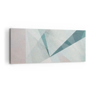 Impression sur toile - Image sur toile - Formes géométriques dans des tons pastel de bleu et de gris - 120x50cm - Calme bien que dynamique - Décoration murale moderne pour le salon et la chambre ARTTOR