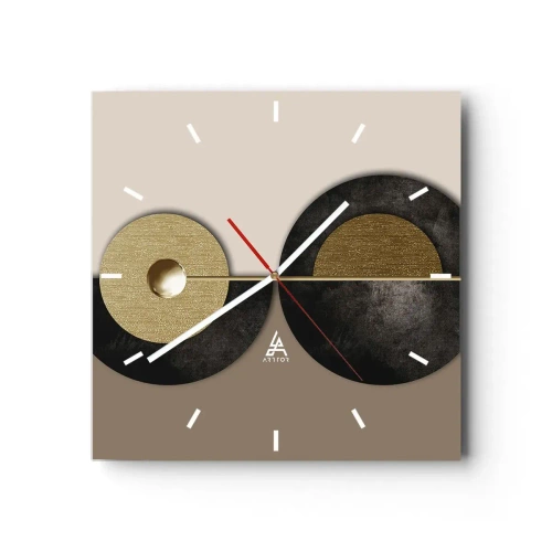 Horloge murale - Pendule murale - Cercles abstraits dans des tons d'or et de marron - 30x30cm - Variations autour du cercle - Décoration murale moderne pour le salon et la chambre ARTTOR