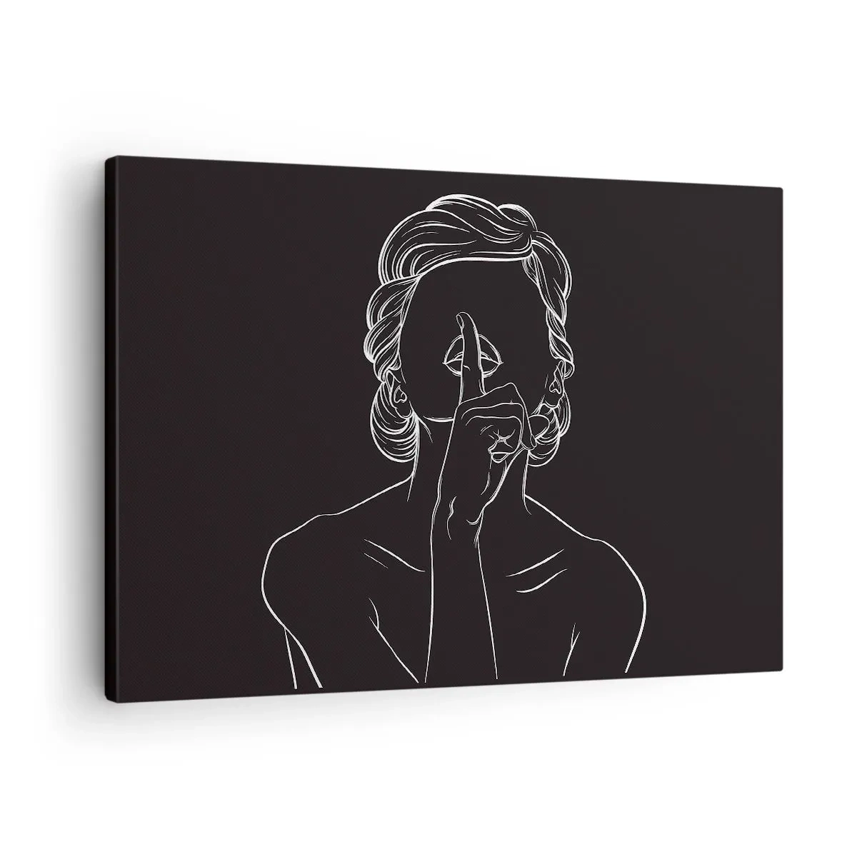 Impression sur toile - Image sur toile - Silhouette minimaliste d'une femme sur fond noir - 70x50cm - La beauté s'épanouit en silence - Décoration murale moderne pour le salon et la chambre ARTTOR