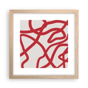 Affiche dans un chêne clair - Poster - Rouge sur blanc - 30x30 cm