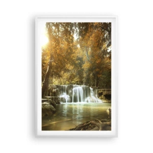 Affiche dans un cadre blanc - Poster - Cascade du parc - 61x91 cm