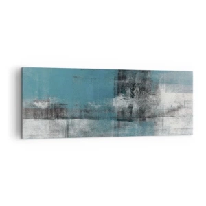 Impression sur toile - Image sur toile - Une composition abstraite dans des tons de bleu avec texture et couches. - 140x50cm - Eau et air - Décoration murale moderne pour le salon et la chambre ARTTOR