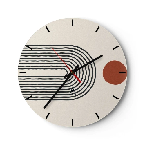 Horloge murale - Pendule murale - Abstraction géométrique avec des rayures et des blocs de couleur sur un fond clair - 30x30cm - Le magnétisme des formes et des couleurs - Décoration murale moderne pour le salon, la cuisine et la chambre ARTTOR