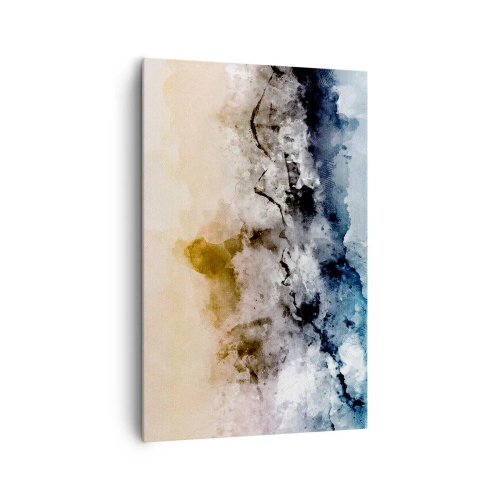 Impression sur toile - Image sur toile - Paysage abstrait avec brouillard et couleurs subtiles - 80x120cm - Noyé dans un nuage de brouillard - Décoration murale moderne pour le salon et la chambre ARTTOR