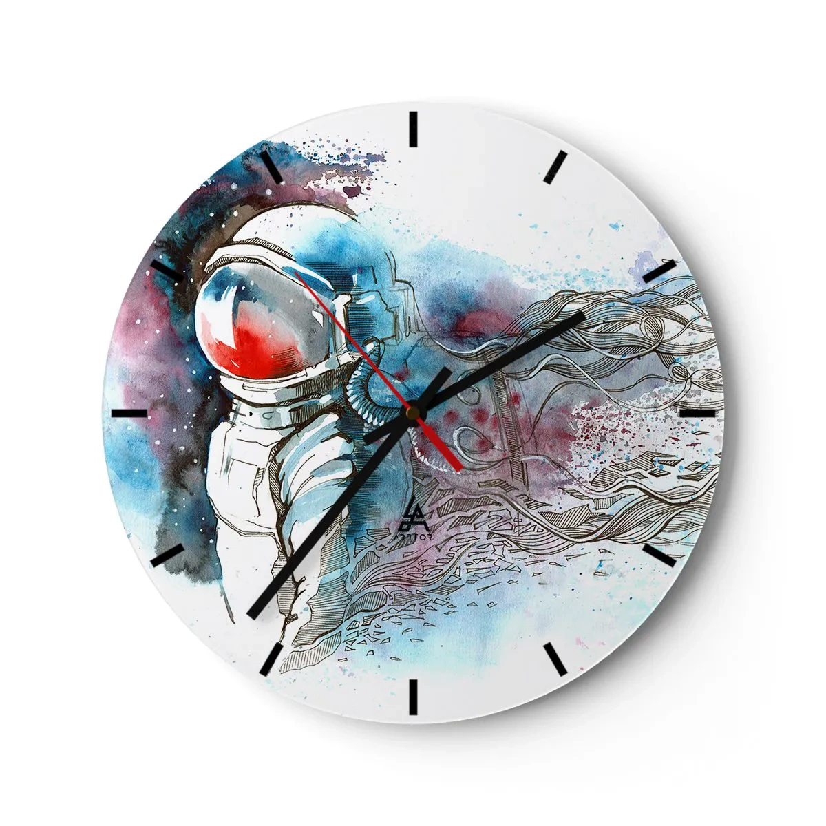 Horloge murale - Pendule murale - Astronaute dans l'espace - 30x30cm - Seul avec l'espace - Décoration murale moderne pour le salon, la cuisine et la chambre ARTTOR
