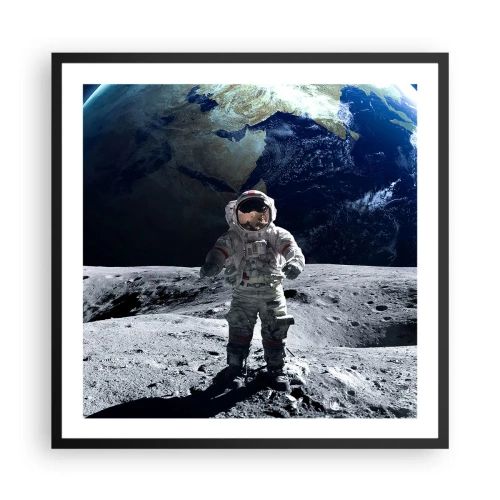 Affiche dans un cadre noir - Poster - Salutations de la lune - 60x60 cm