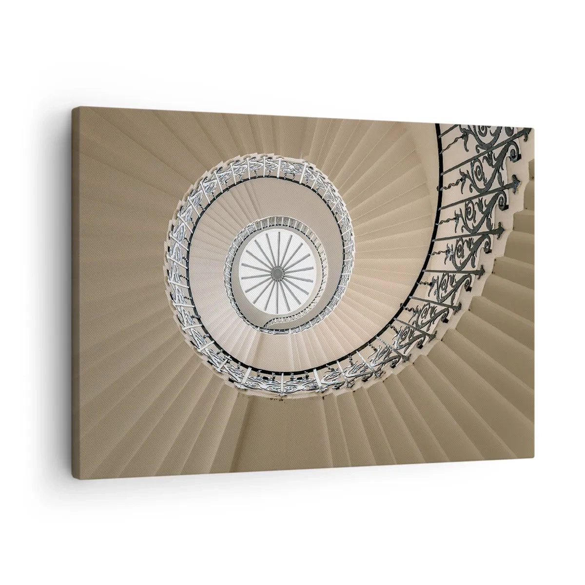 Impression sur toile - Image sur toile - Escalier en colimaçon dans une approche géométrique élégante - 70x50cm - À l'intérieur de la coquille - Décoration murale moderne pour le salon et la chambre ARTTOR