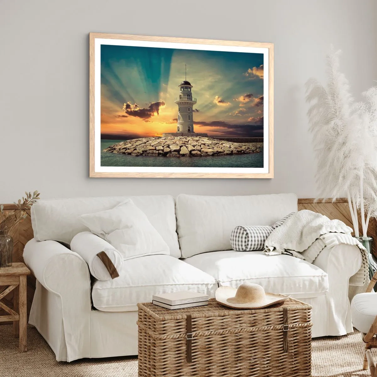 Affiche dans un chêne clair - Poster - Lumière - Bonté - Beauté - 40x30 cm