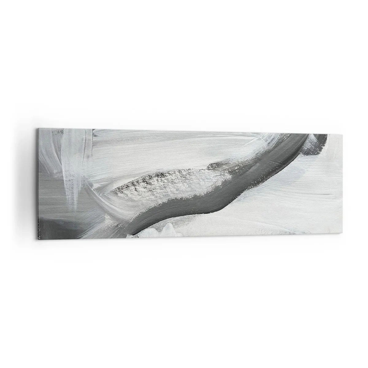Impression sur toile - Image sur toile - Abstraction grise et blanche avec des lignes dynamiques - 160x50cm - Un geste décisif - Décoration murale moderne pour le salon et la chambre ARTTOR