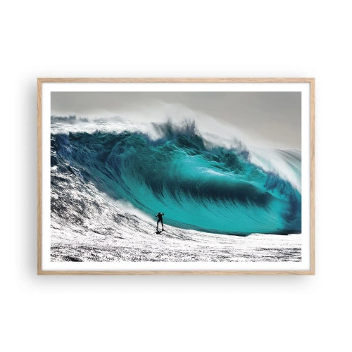 Affiche dans un chêne clair - Poster - Challenge accepté - 100x70 cm