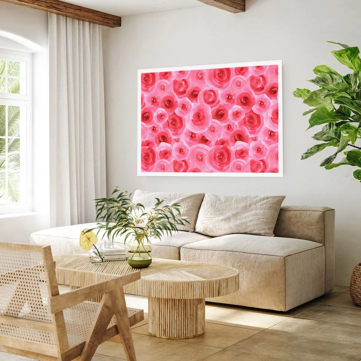 Affiche - Poster - Roses en-haut et en-bas - 91x61 cm