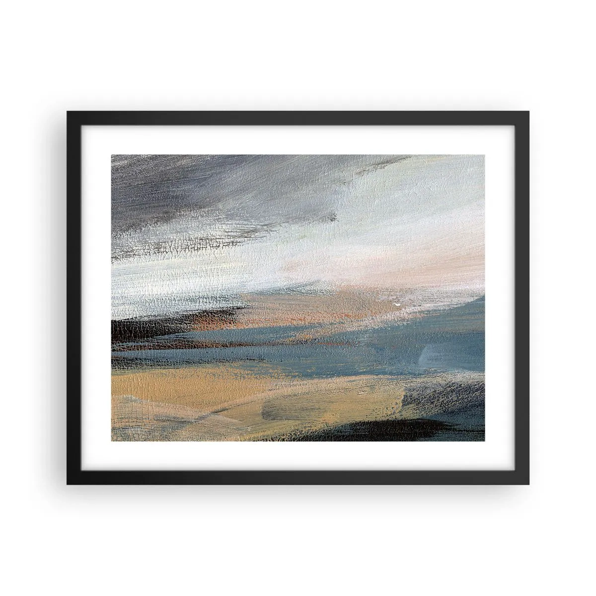 Affiche dans un cadre noir - Poster - Abstraction : paysage nordique - 50x40 cm