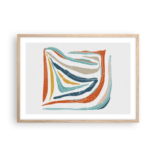 Affiche dans un chêne clair - Poster - Abstraction avec un sourire amical - 70x50 cm