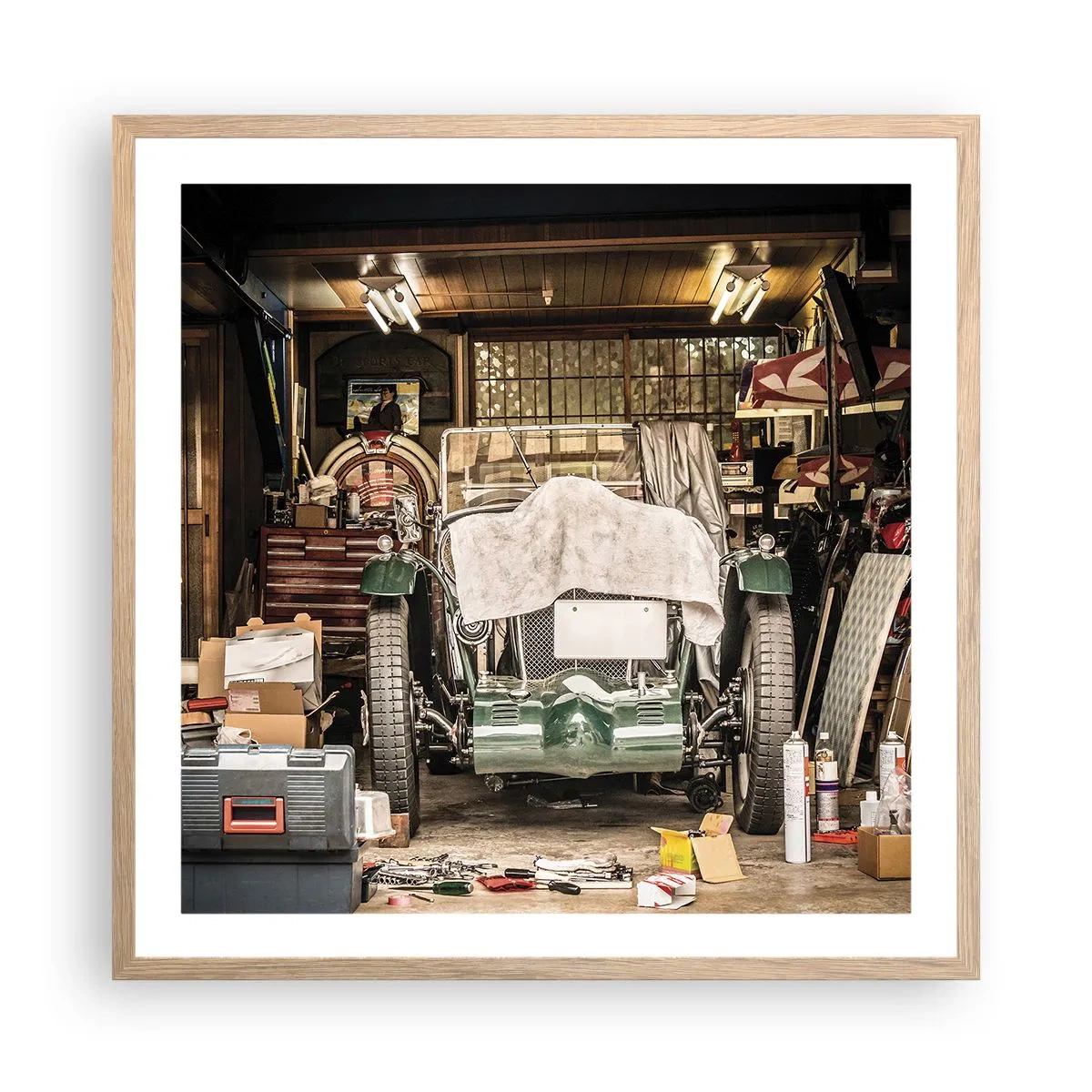 Affiche dans un chêne clair - Poster - Retour vers le passé - 60x60 cm