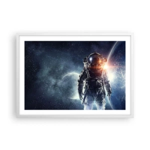 Affiche dans un cadre blanc - Poster - Aventure spatiale - 70x50 cm