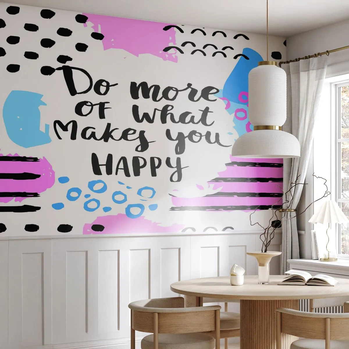 Papier Peint Photo Premium Canvas - Comment être heureux - Affirmation, Maxime, Mots - 250x175 cm