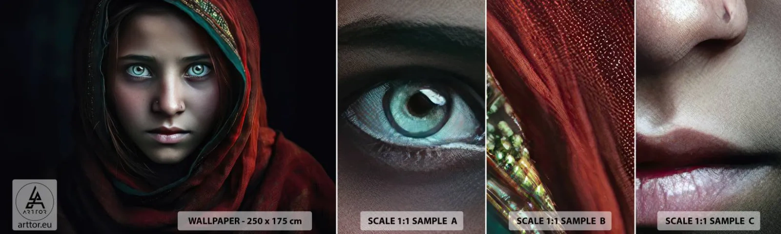 Échantillon De Papier Peint Standard Eco - Princesse orientale - Fille, Portrait, Pakistan - 100x30 cm