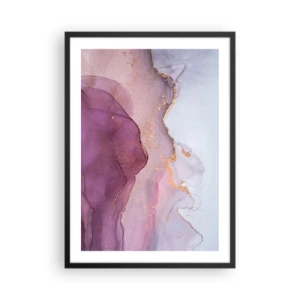 Affiche dans un cadre noir - Poster - Vagues abstraites dans des tons de lilas et de violet avec des accents dorés - 50x70cm - Vagues lilas et violettes - Décoration murale moderne pour le salon et la chambre ARTTOR