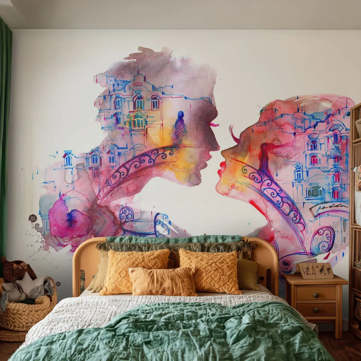 Papier Peint Autocollant Deluxe Sticker - Le pont secret des soupirs - Abstraction, Couple amoureux, Architecture - 250x175 cm