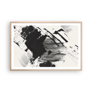 Affiche dans un chêne clair - Poster - Abstraction – expression du noir - 91x61 cm