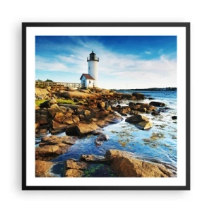 Affiche dans un cadre noir - Poster - Revenez heureux, j'attends - 60x60 cm