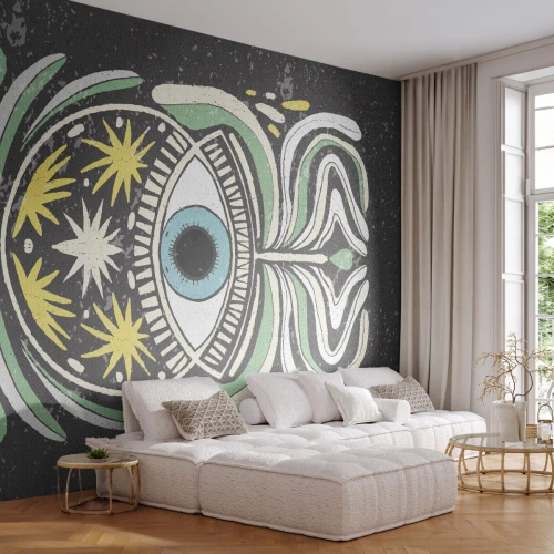 Papier peint sur mesure Standard Eco - Rituels tribaux - Bohème, Œil, Pastel