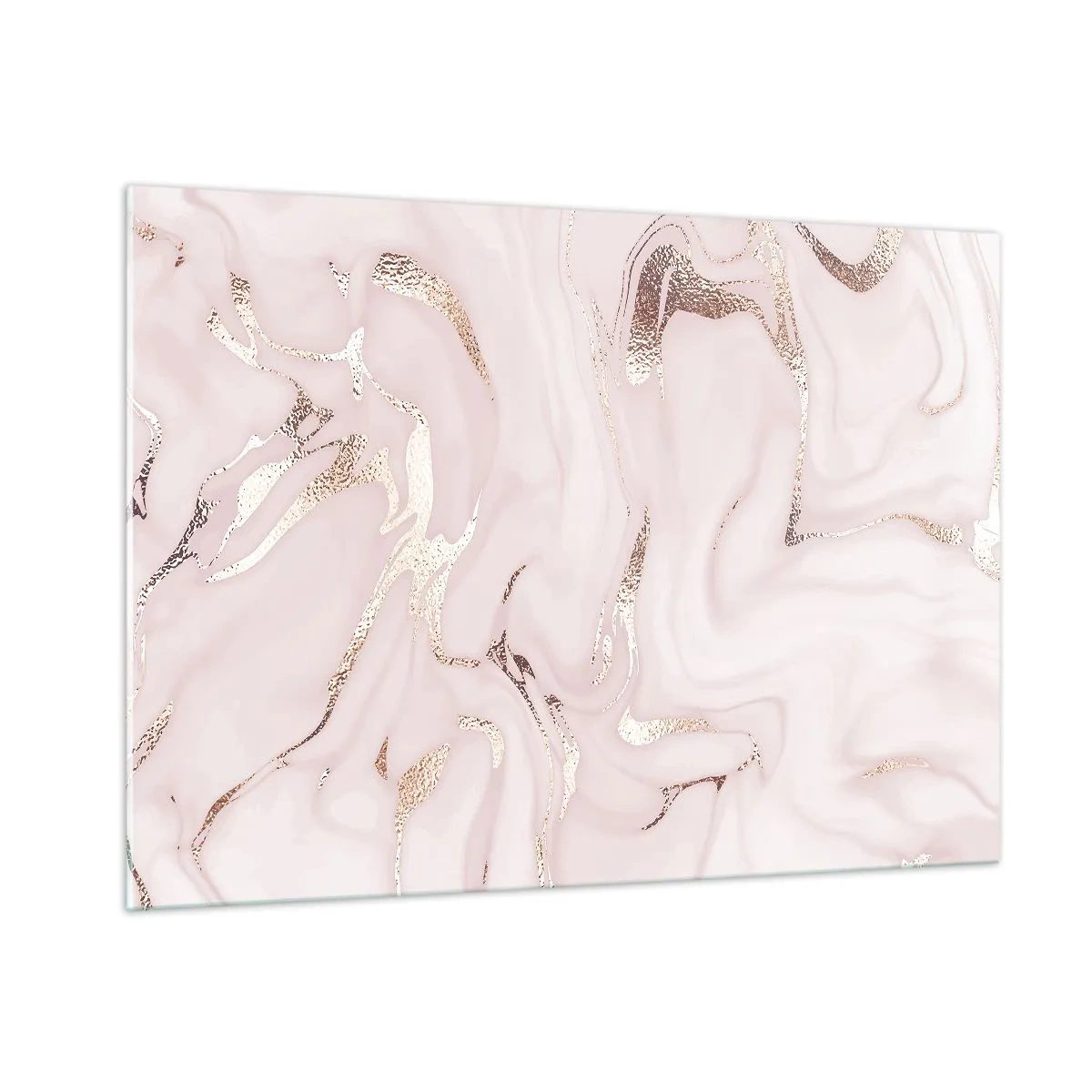 Impression sur verre - Image sur verre - Motif abstrait en marbre or rose - 100x70cm - Dans un châle rose - Décoration murale moderne pour le salon et la chambre ARTTOR