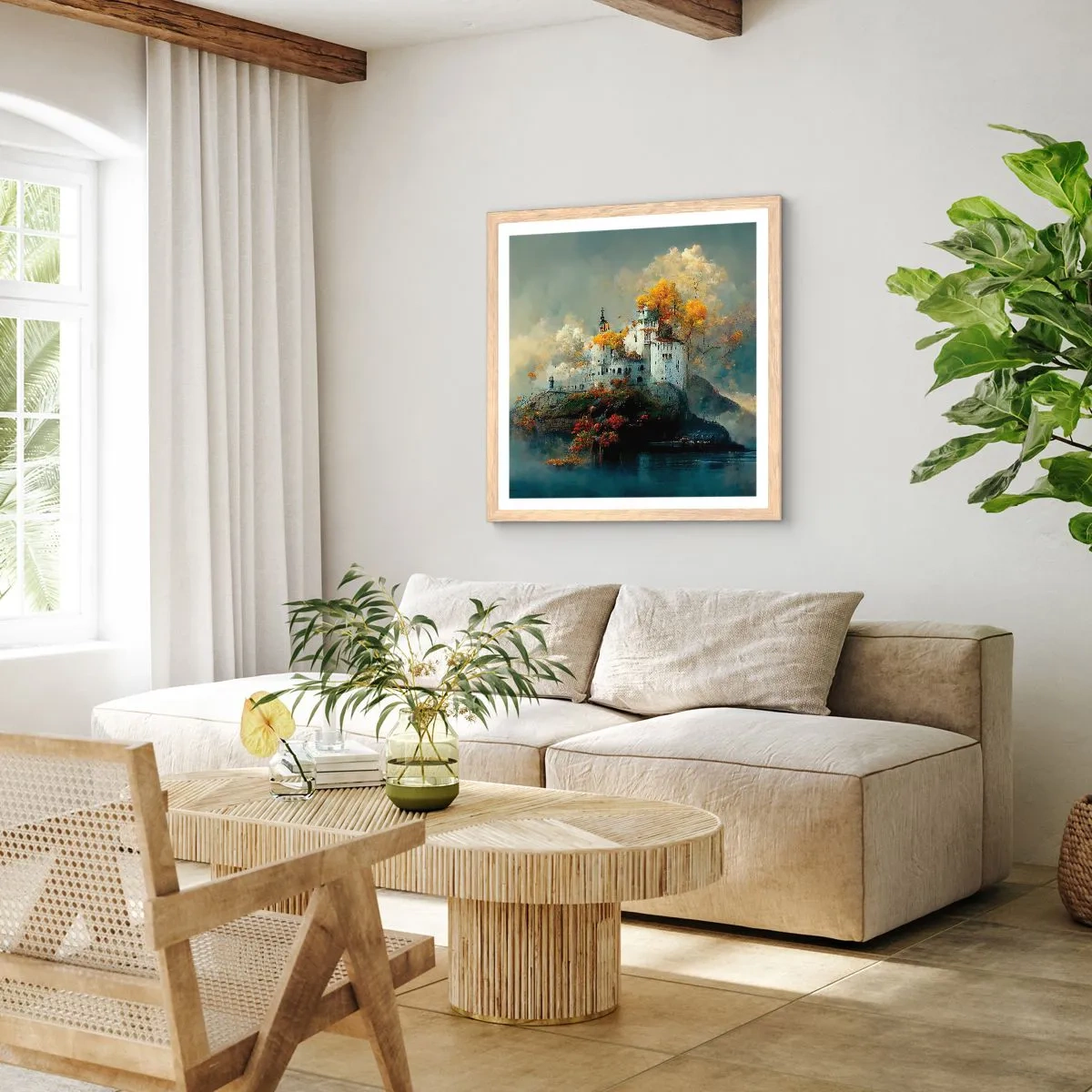 Affiche dans un chêne clair - Poster - Le début d'une histoire romantique - 50x50 cm