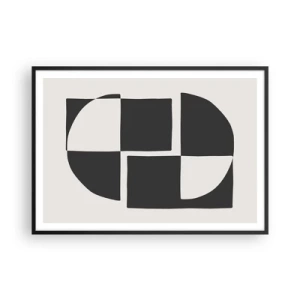 Affiche dans un cadre noir - Poster - Formes géométriques abstraites en noir et blanc - 100x70cm - Antithèse - Synthèse - Décoration murale moderne pour le salon et la chambre ARTTOR