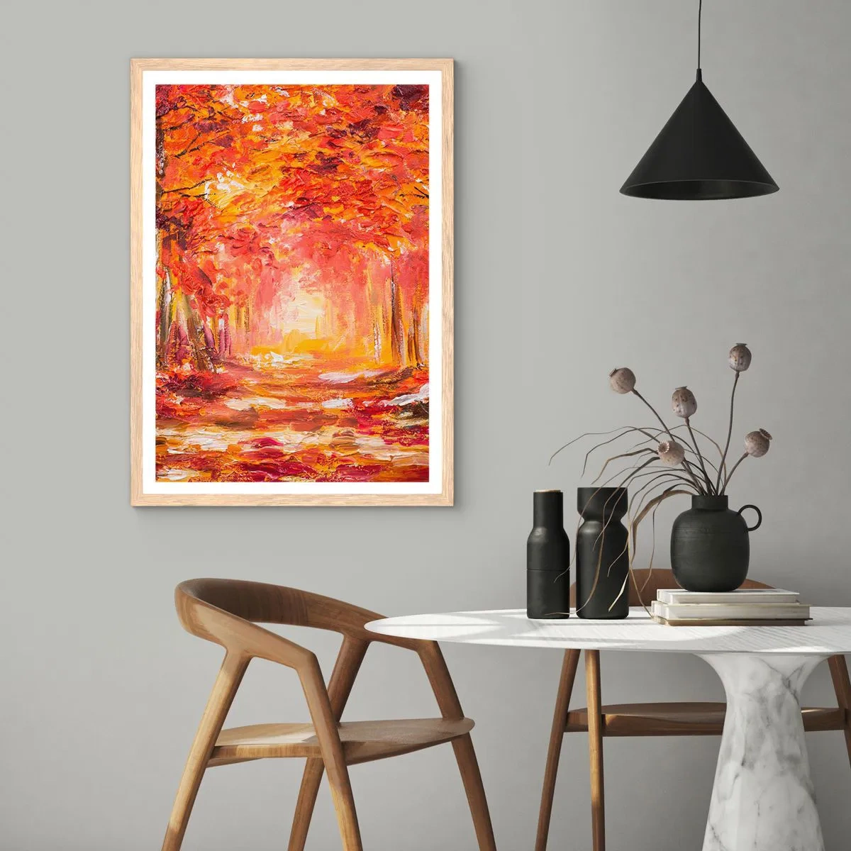 Affiche dans un chêne clair - Poster - Forêt de cuivre - 61x91 cm