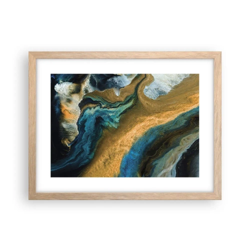 Affiche dans un chêne clair - Poster - Bleu - jaune - influences mutuelles - 40x30 cm