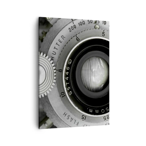 Impression sur toile - Image sur toile - L'objectif d'un vieil appareil photo - 50x70cm - Histoire d'Hollywood - Décoration murale moderne pour le salon et la chambre ARTTOR