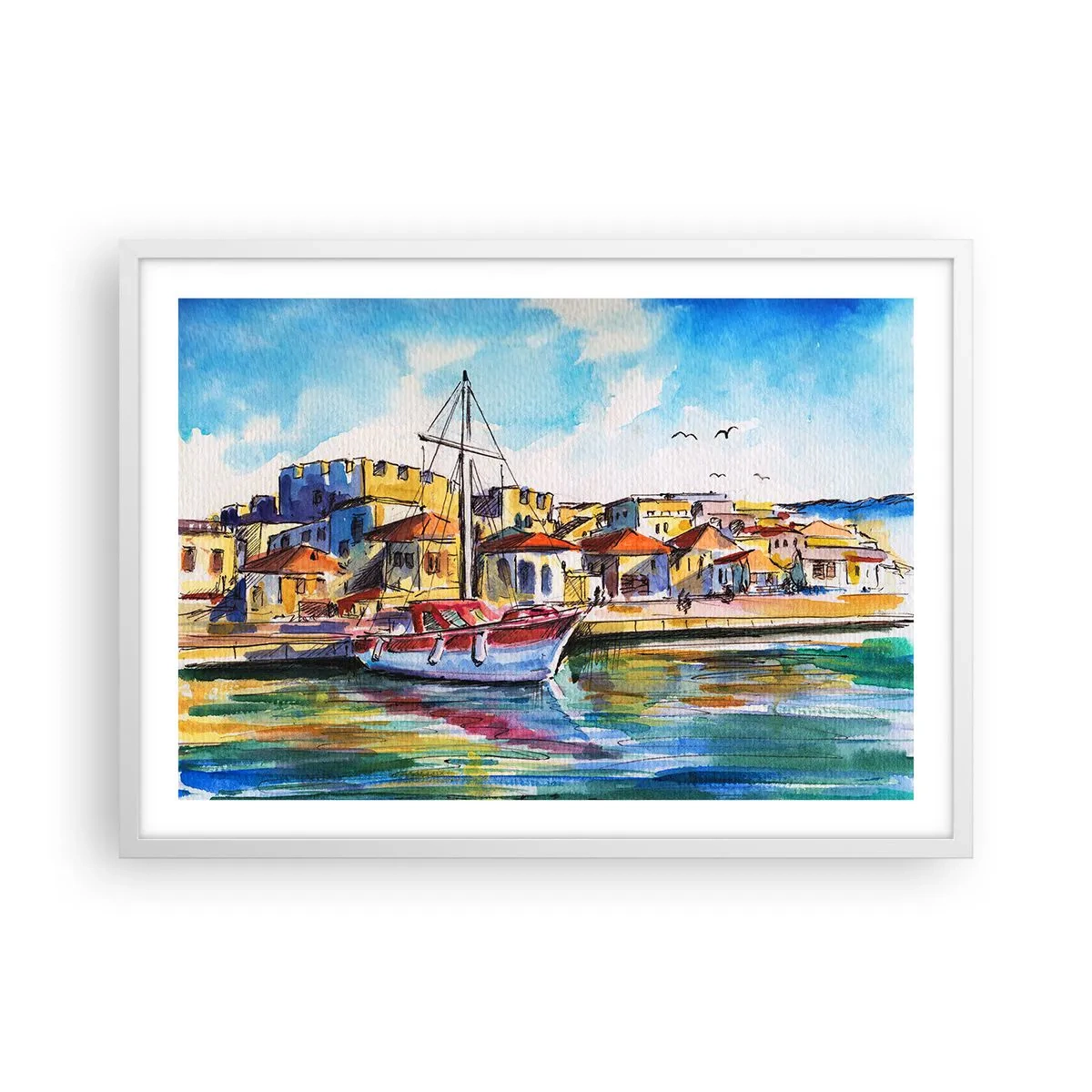 Affiche dans un cadre blanc - Poster - Après-midi arc-en-ciel - 70x50 cm