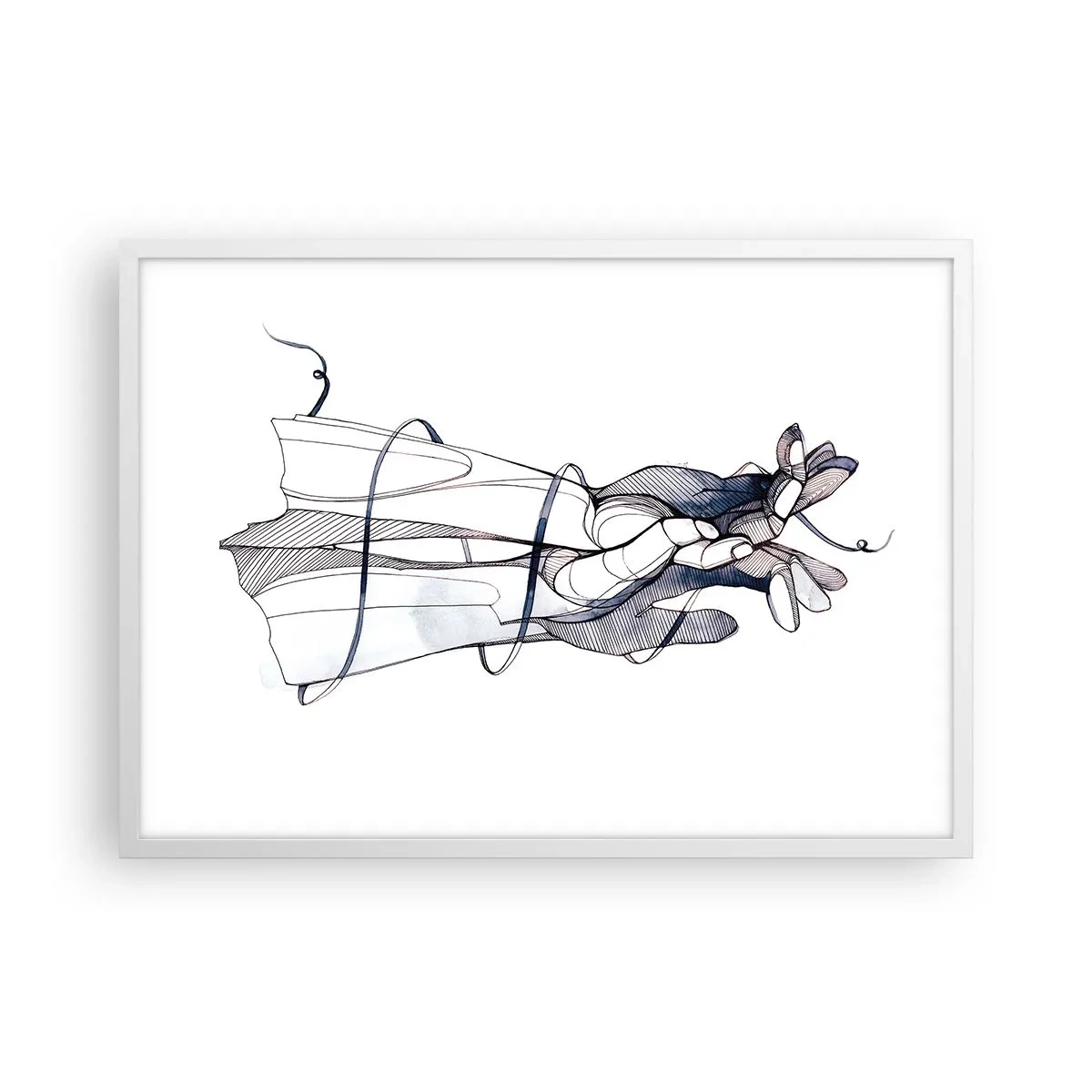 Affiche dans un cadre blanc - Poster - Étude du touché - 70x50 cm