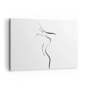Impression sur toile - Image sur toile - Contour minimaliste d'une silhouette féminine sur fond blanc - 120x80cm - Insaisissable comme une vague - Décoration murale moderne pour le salon et la chambre ARTTOR