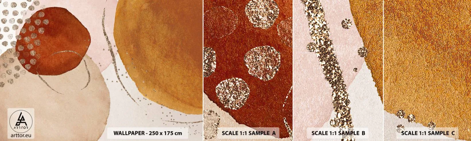 Échantillon De Papier Peint Standard Eco - Rondeur et mouvement - Abstraction, Morceau, Modèle moderne - 100x30 cm