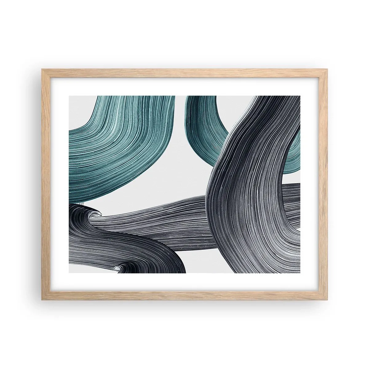 Affiche dans un chêne clair - Poster - Sentiers émeraude et noirs - 50x40 cm