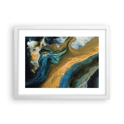 Affiche dans un cadre blanc - Poster - Bleu - jaune - influences mutuelles - 40x30 cm