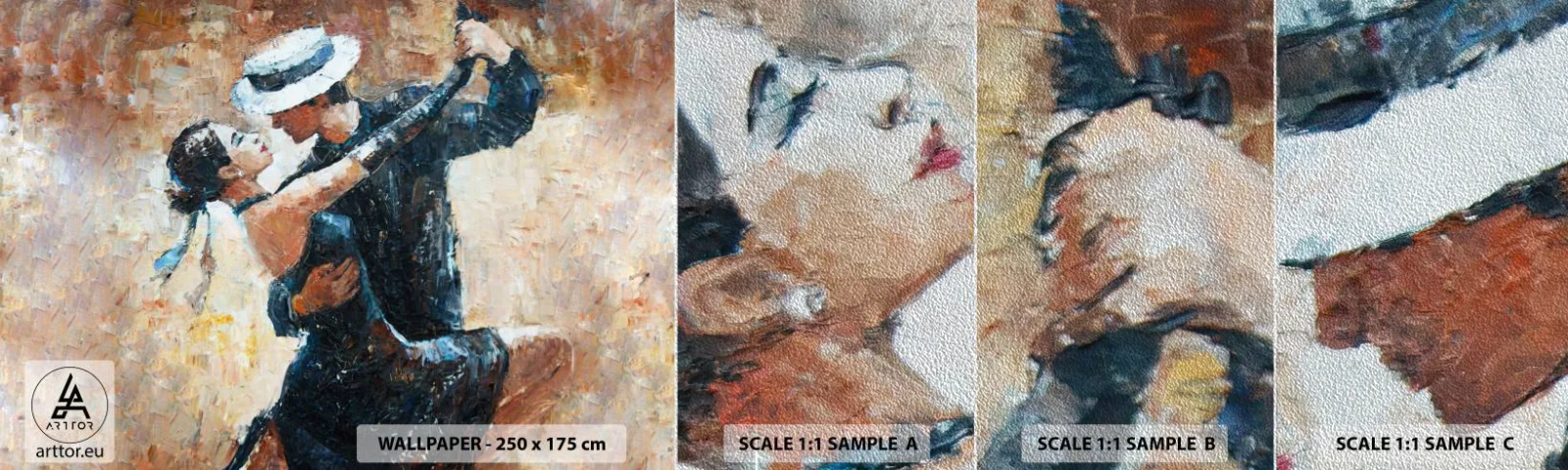 Échantillon de Papier Peint Premium Sand - À la Rudolf Valentino - Abstraction, Danse, Tango - 100x30 cm