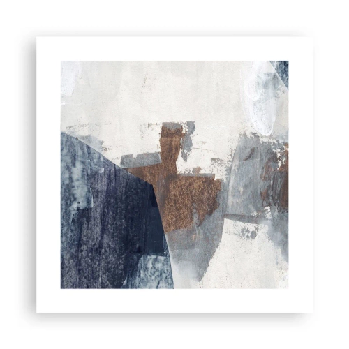 Affiche - Poster - Formes bleues et brunes - 40x40 cm
