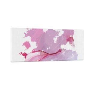 Impression sur verre - Image sur verre - Carte du monde rose - 100x40 cm